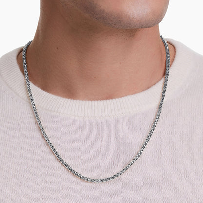 2.5mm Box Chain - White Gold