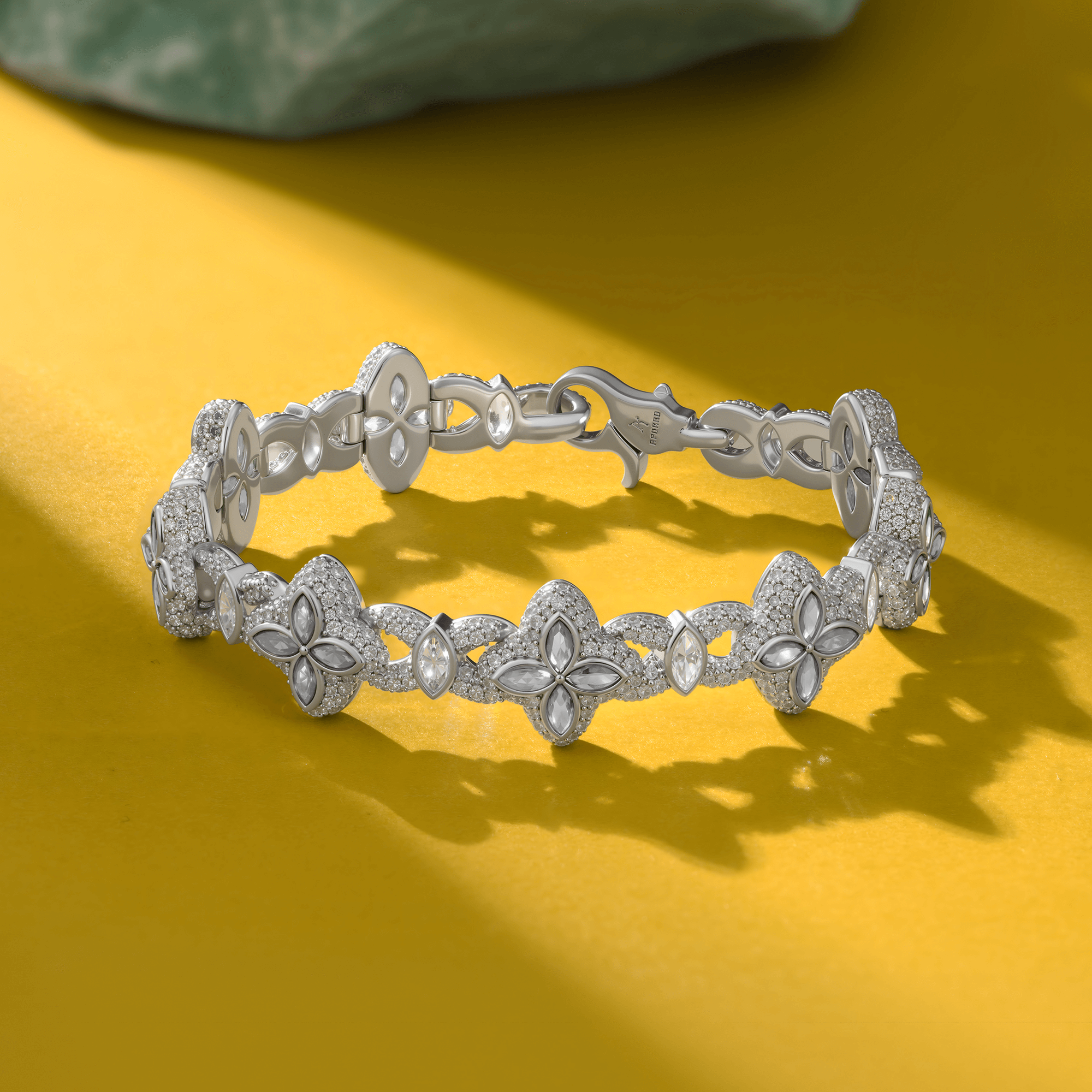 Iced Luminous Clover Bracelet & Earring Set  - White Diamond