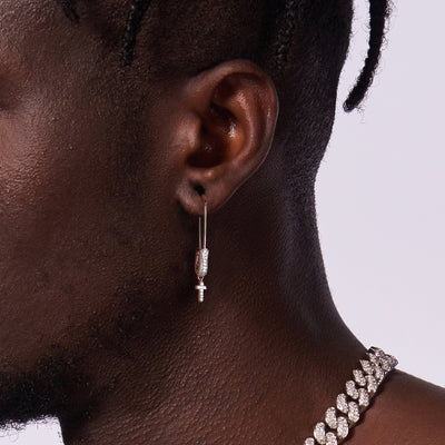 Pin Cross Dangly Earring