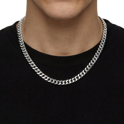 Plain Gold Cuban Link Chain With Moissanite Clasp - 8mm