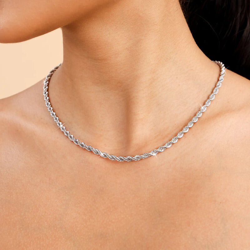 White Gold Rope Chain - Everyday Jewelry - APORRO