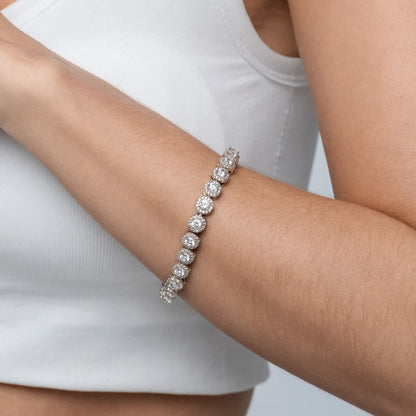 Women's Round Cut Clustered Tennis Bracelet - 7mm