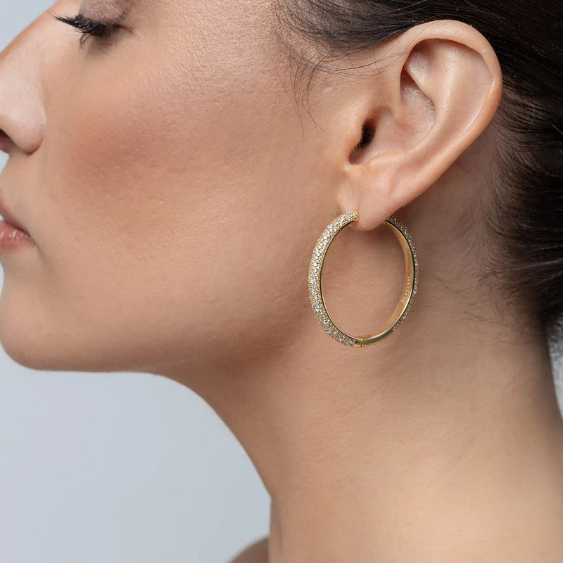 Large Paved Hoop Earring - Single - APORRO