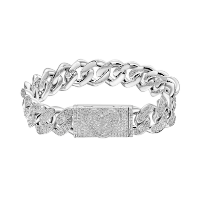 Pulsera de eslabones cubanos con cierre de caja de corazón roto de 12 mm