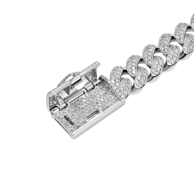 Pulsera de eslabones cubanos con cierre de caja de corazón roto de 12 mm
