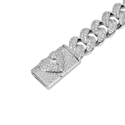 Pulsera de eslabones cubanos con cierre de caja de corazón roto de 12 mm
