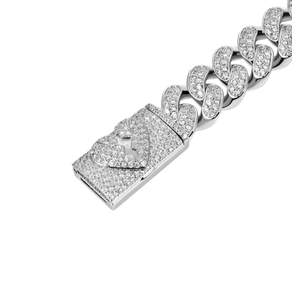 Bracciale per collegamento cubano da 12 mm rotto in scatola del cuore