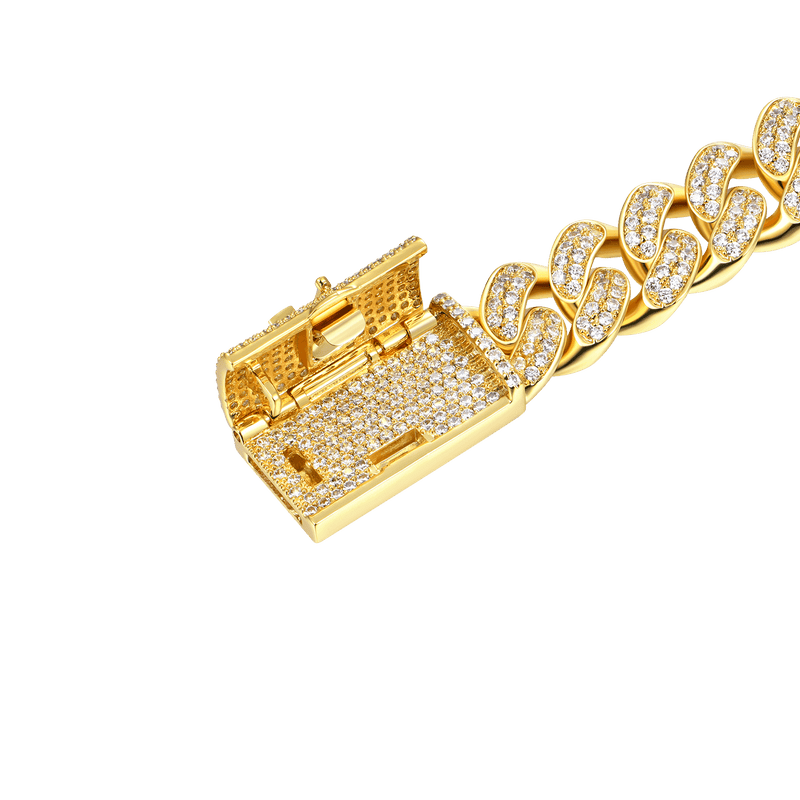 12mm 14K Gold Iced Cuban Fußkettchen - APORRO