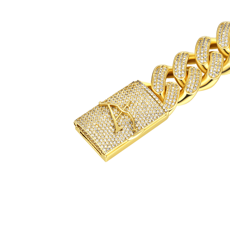 19mm New 14K Gold Iced Out Cuban Bracelet - Dope Jewelry - APORRO