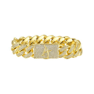 19mm A® Box Clasp Cuban Link Bracelet 7"-Yellow Gold