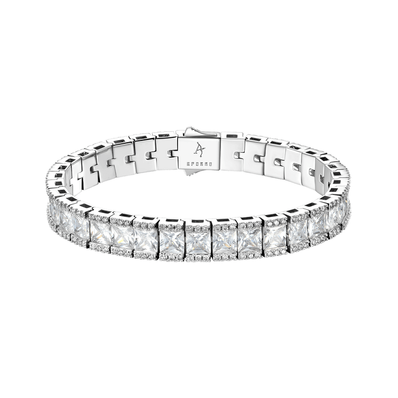 White Gold Mosaic Tennis Bracelet - 8mm - APORRO