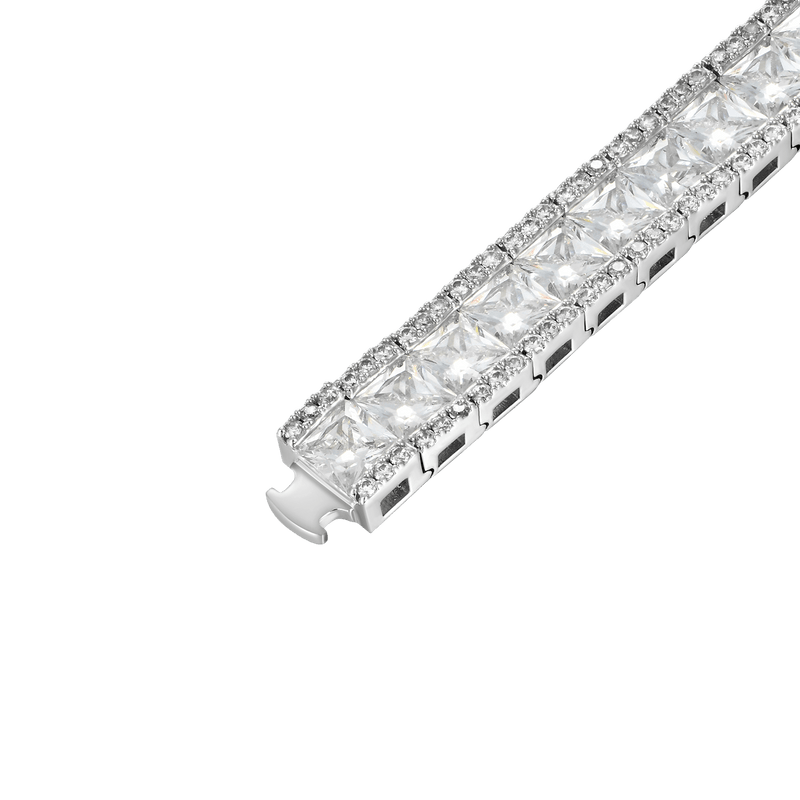 White Gold Mosaic Tennis Bracelet - 8mm - APORRO