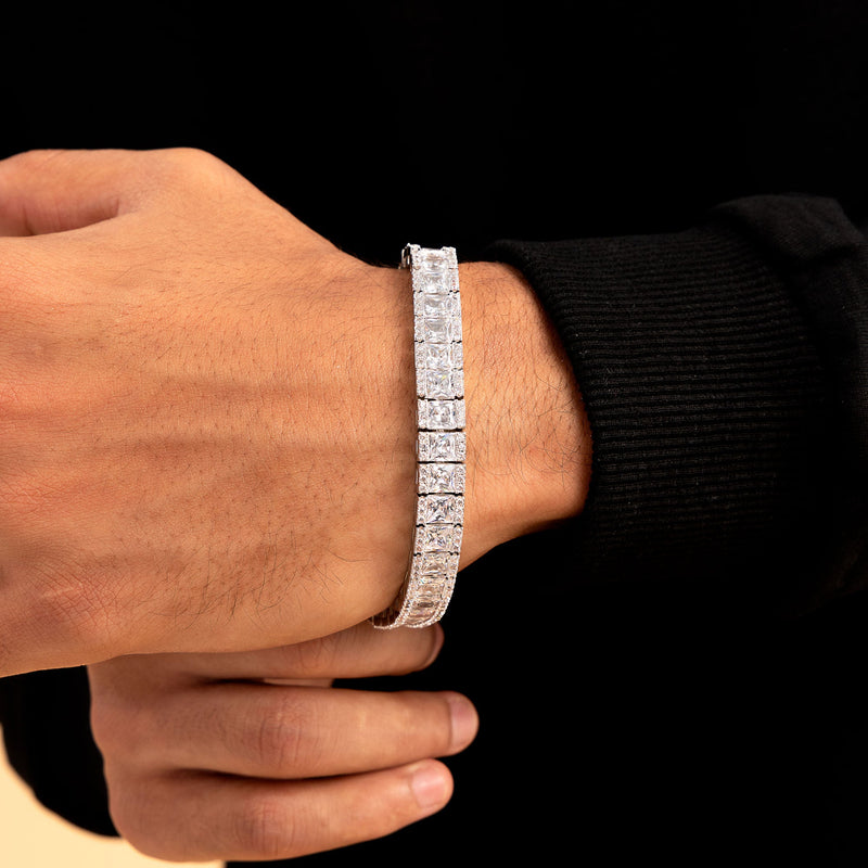 White Gold Mosaic Tennis Bracelet - 8mm - APORRO