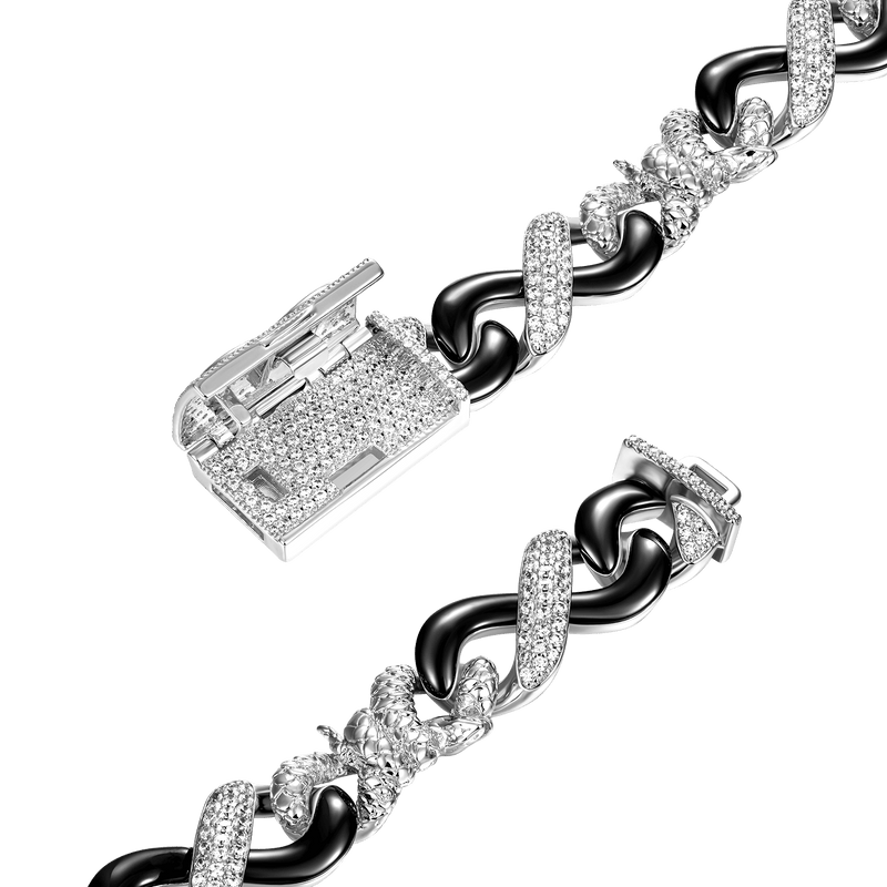 Pulsera Infinity de 12 mm en dos tonos con forma de serpiente - Pulsera Infinity de oro - APORRO