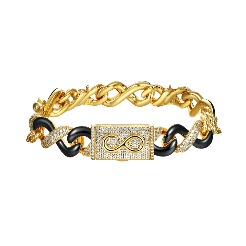 Bracciale Infinity a forma di serpente bicolore da 12 mm - Bracciale Infinity in oro - APORRO