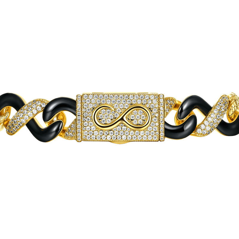 Bracciale Infinity a forma di serpente bicolore da 12 mm - Bracciale Infinity in oro - APORRO