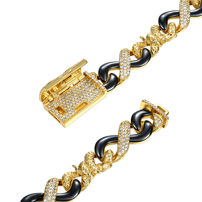 Infinity 12mm zweifarbiges Armband in Schlangenform - Gold Infinity Armband - APORRO