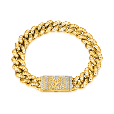 Pulsera cubana de Miami con cierre de caja de dragón WONG - 10 mm