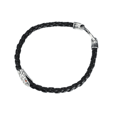Pulsera Infinito de Piel de Serpiente Negra