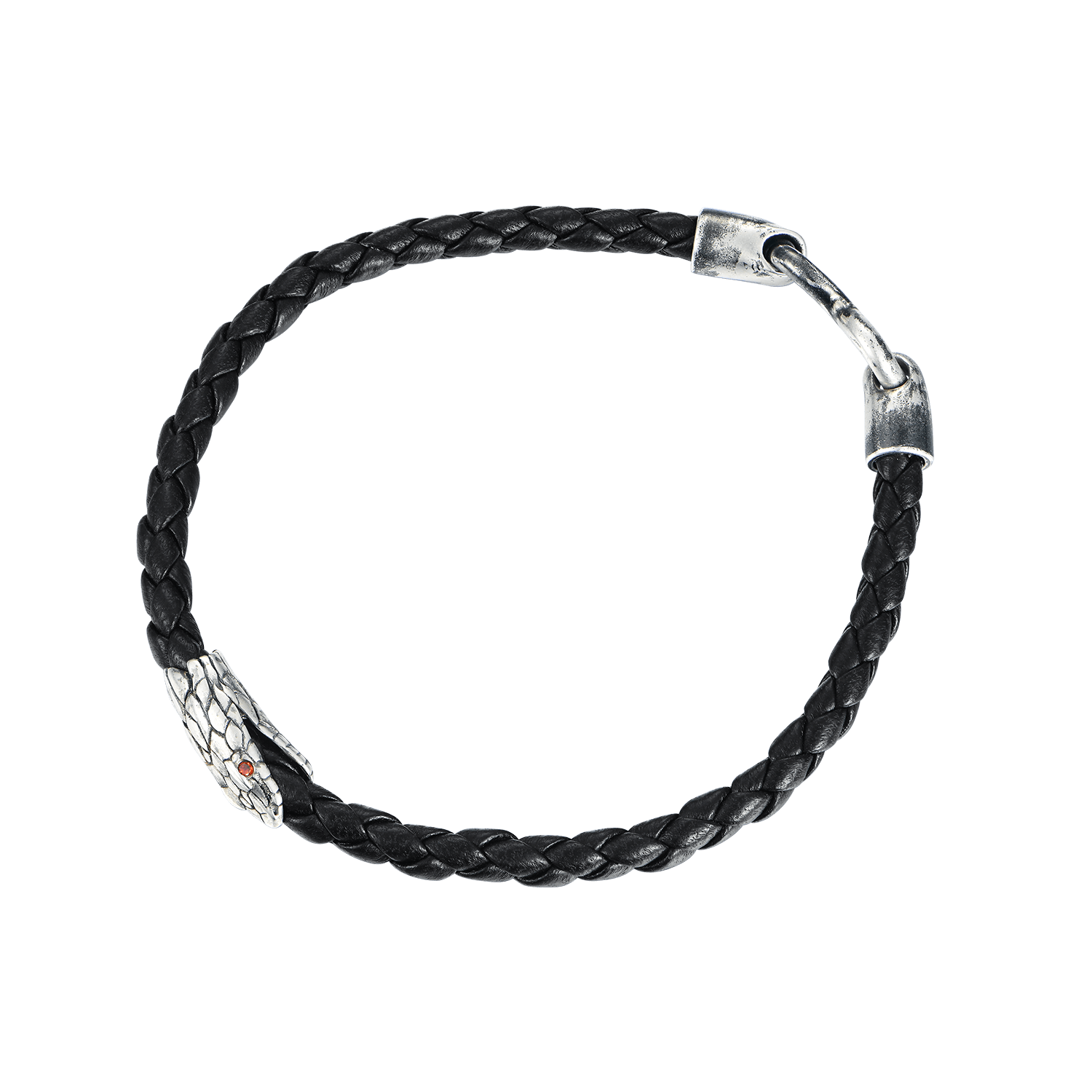 Infinity Black Snake Leather Bracelet