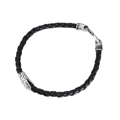 Bracelet en cuir de serpent noir à l'infini