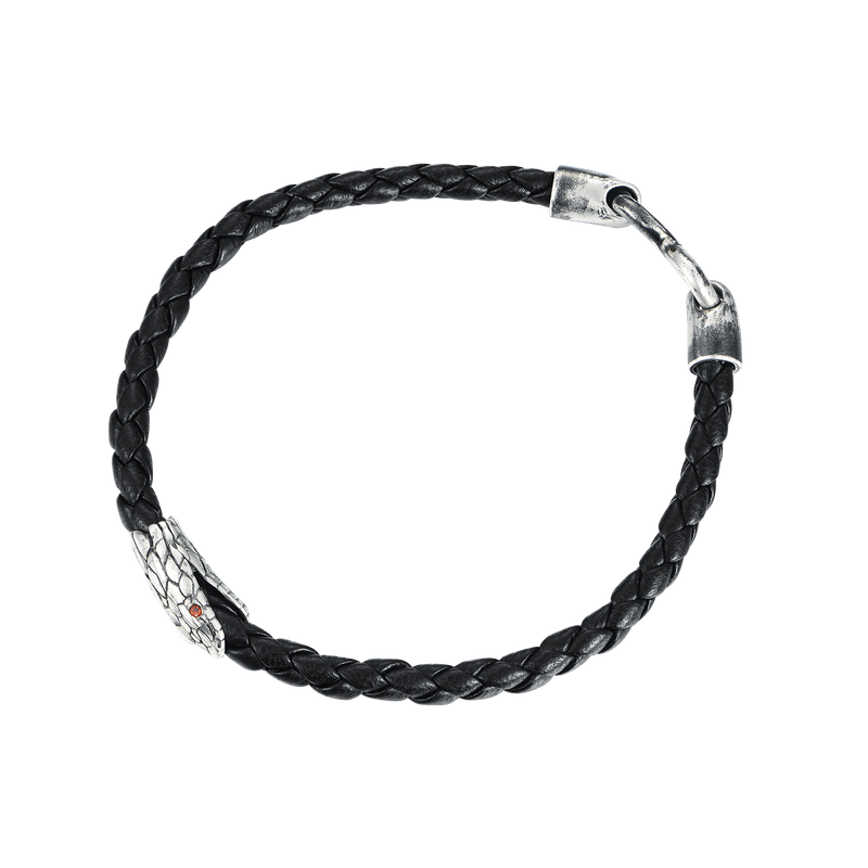 Infinity Schwarzes Schlangenlederarmband - Infinity Armband Weißgold - APORRO