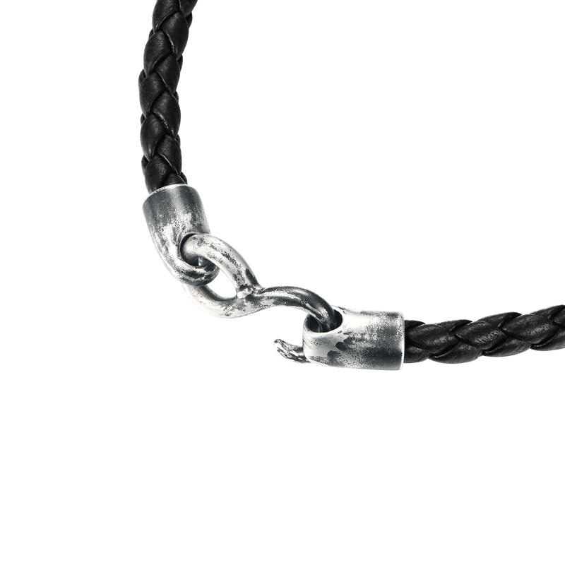 Infinity Black Snake Leather Bracelet - Infinity Bracelet White Gold - APORRO