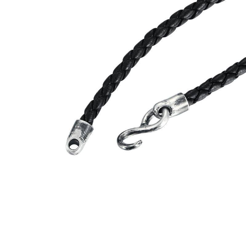 Bracelet Infini Cuir Serpent Noir - Bracelet Infini Or Blanc - APORRO