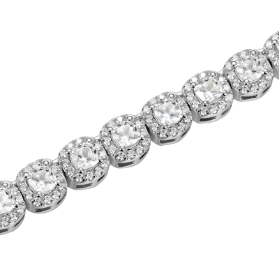 Brazalete de tenis agrupado de moissanita con talla cojín - 7 mm