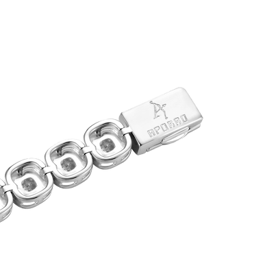 Brazalete de tenis agrupado con talla cojín - 7 mm