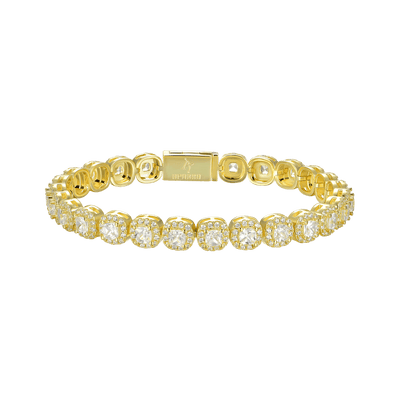 Brazalete de tenis agrupado de moissanita con talla cojín - 7 mm