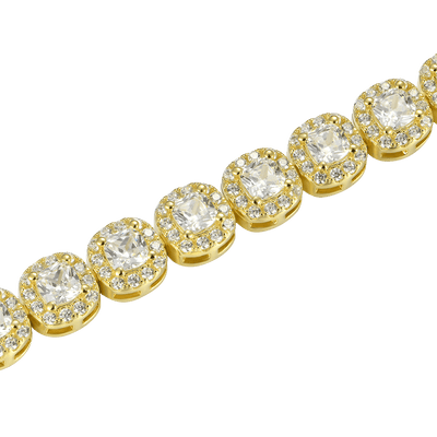 Brazalete de tenis agrupado con talla cojín - 7 mm