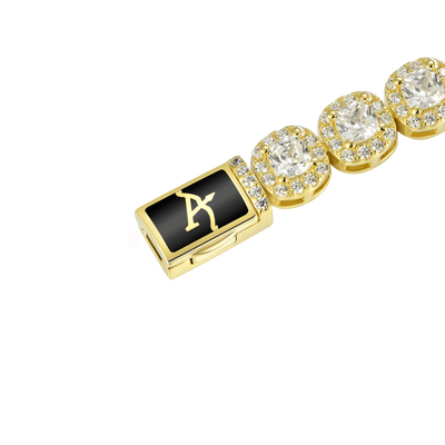 Brazalete de tenis agrupado de moissanita con talla cojín - 7 mm