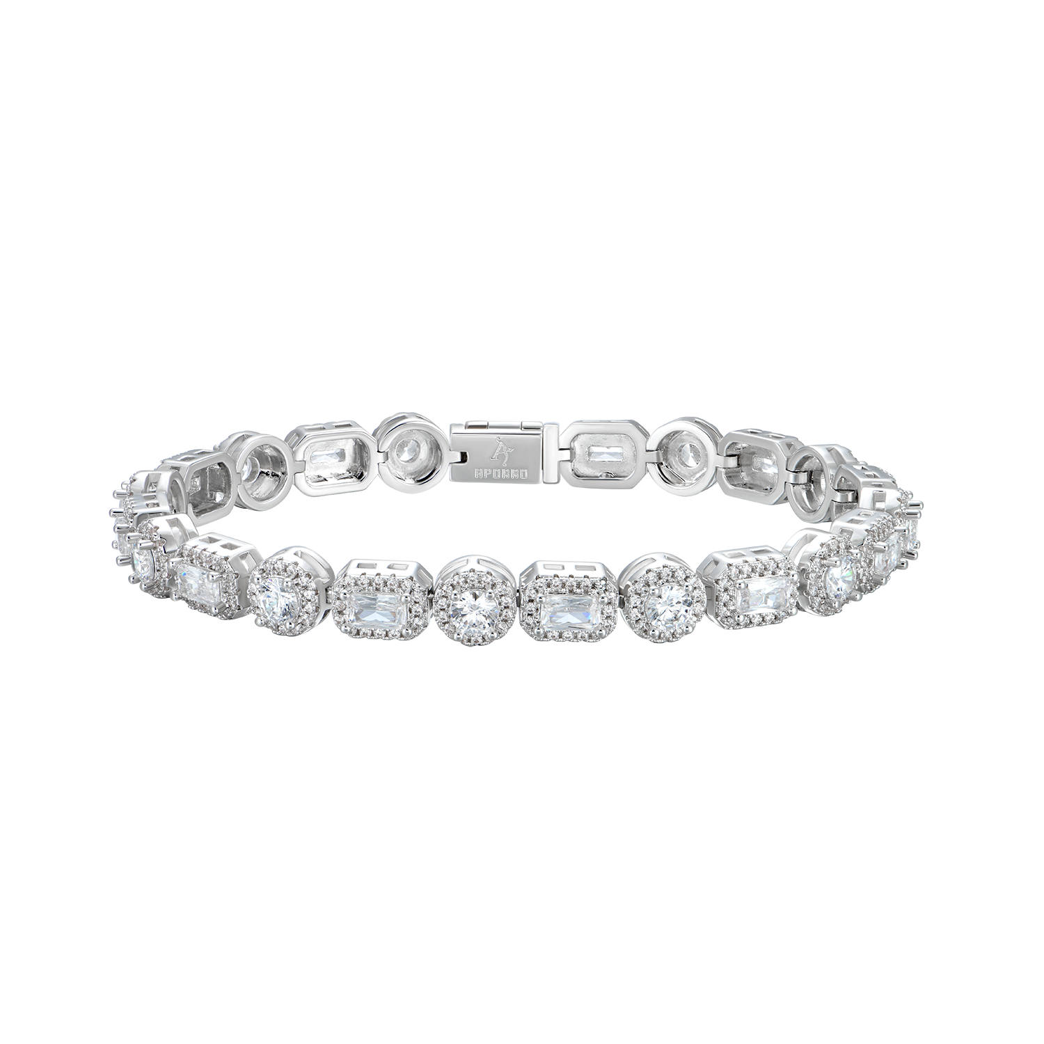 Moissanite Emerald Cut Mix Clustered Tennis Bracelet - 7mm