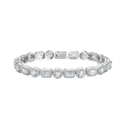 Moissanite Emerald Cut Mix Clustered Tennis Bracelet - 7mm