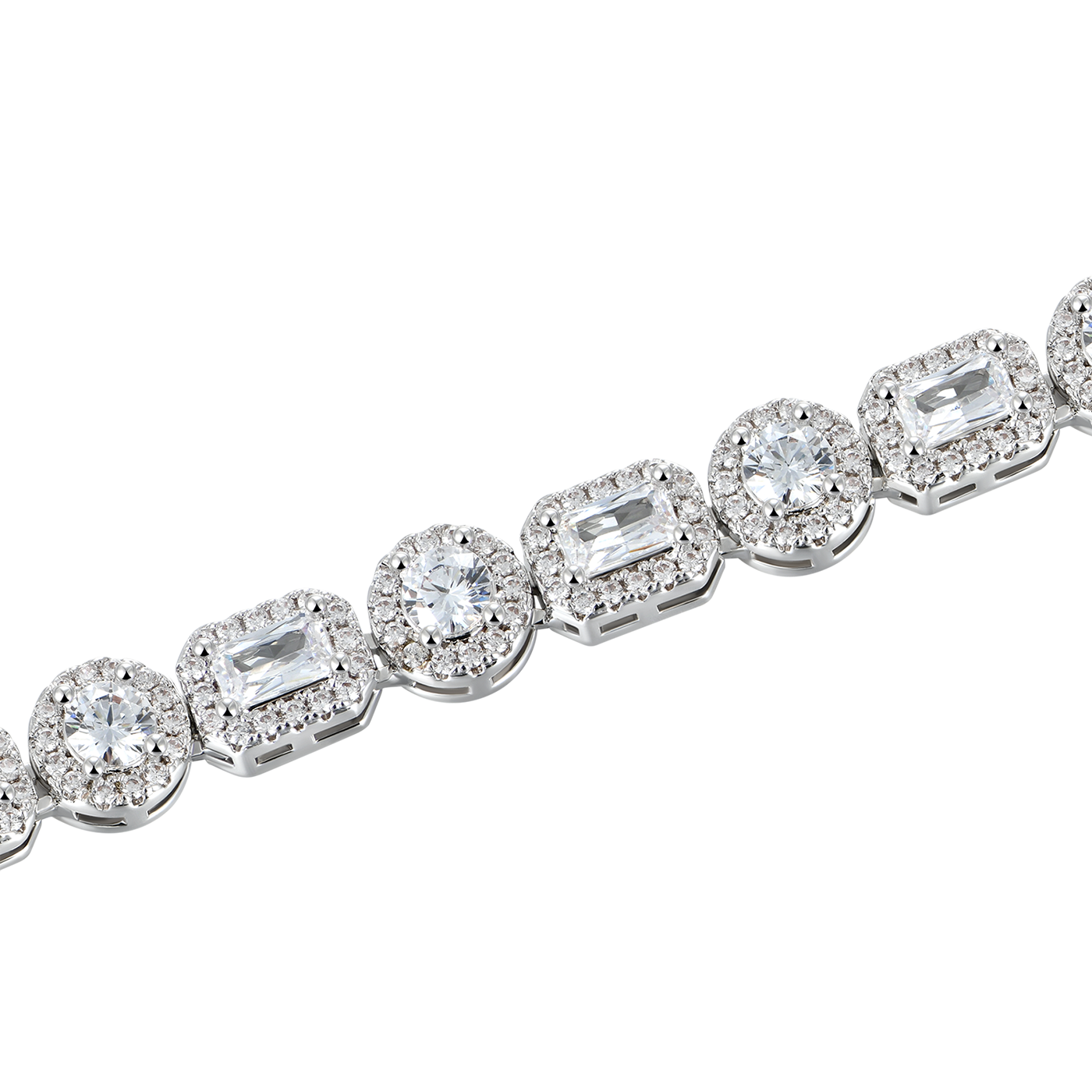 Moissanite Emerald Cut Mix Clustered Tennis Bracelet - 7mm