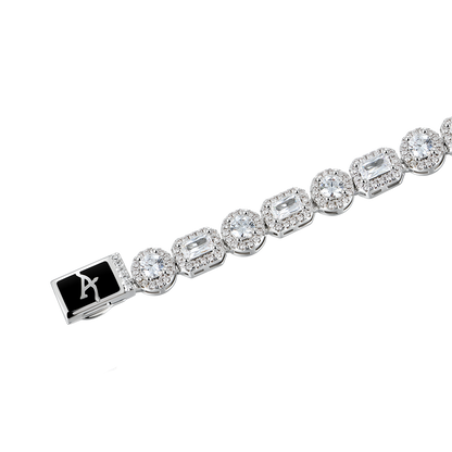 Women's Emerald Cut Mix Clustered Tennis Bracelet - 7mm