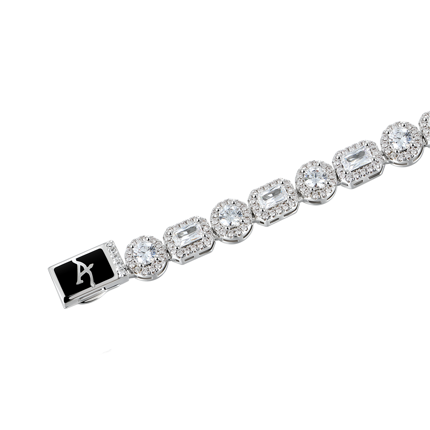 Moissanite Emerald Cut Mix Clustered Tennis Bracelet - 7mm