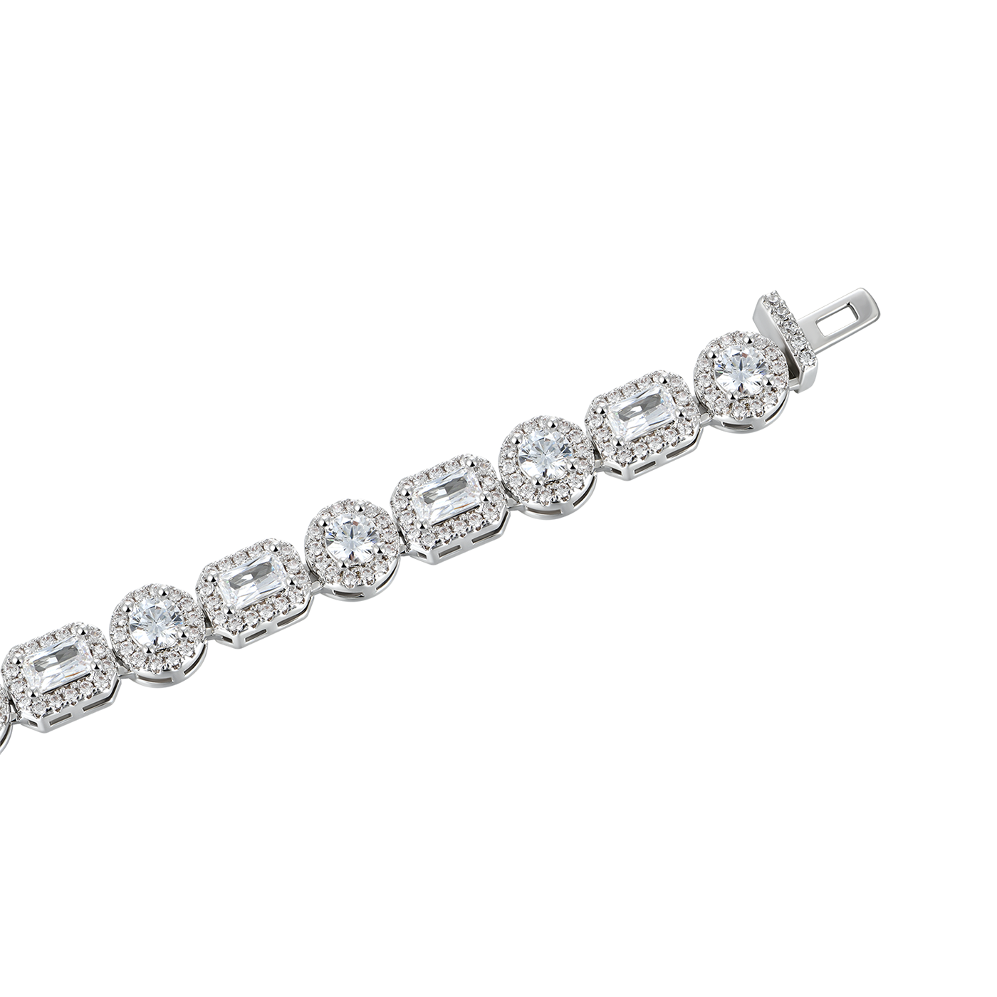 MOISSANITE EMERALD CUT MEX Pulsera de tenis agrupada - 7 mm