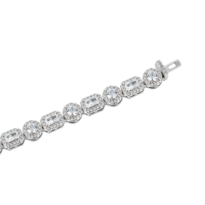 Moissanite Emerald Cut Mix Clustered Tennis Bracelet - 7mm