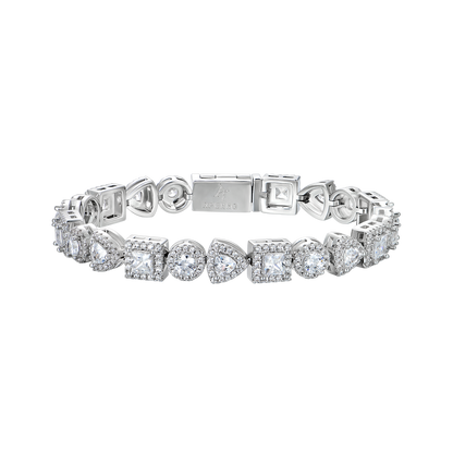 Women's Princess Cut Mix Clustered Tennis Bracelet - 7mm