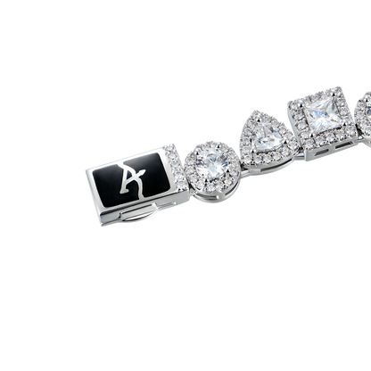 MOISSANITE Princess Cut Mix Pulsera de tenis agrupada - 7 mm