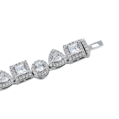 Women's Princess Cut Mix Clustered Tennis Bracelet - 7mm