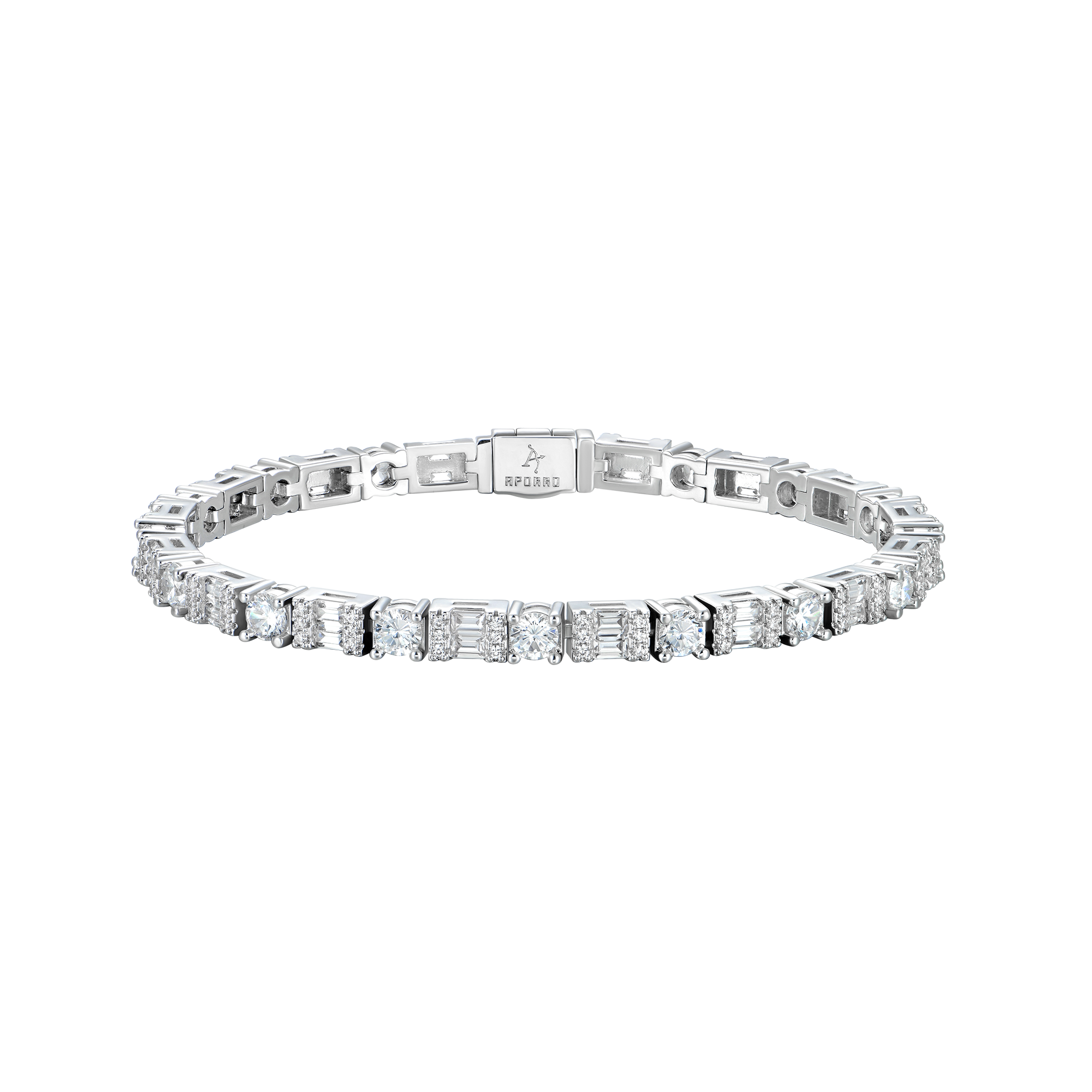 Women's Baguette and Round Cut Scattered Tennis Bracelet - 7mm