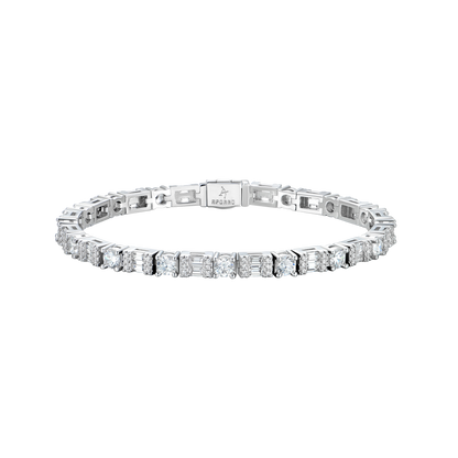 Women's Baguette and Round Cut Scattered Tennis Bracelet - 7mm