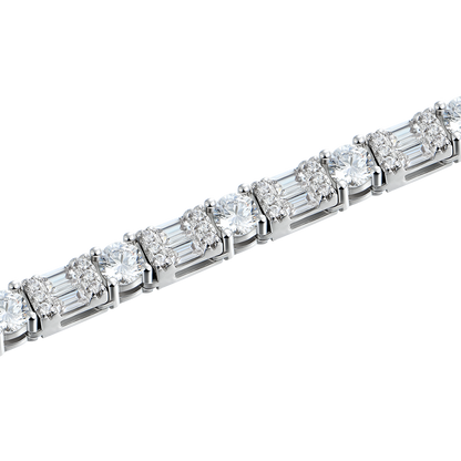 Women's Baguette and Round Cut Scattered Tennis Bracelet - 7mm