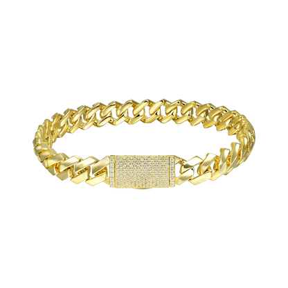 8mm VVS Moissanite Gold Prong Cuban Link Bracelet Urban Jewelry