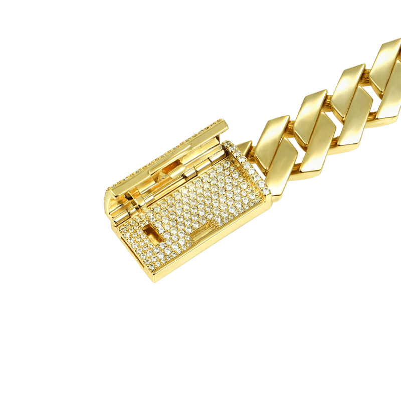 Plain Gold Prong Cuban Link Bracelet-APORRO HIP HOP JEWELRY - APORRO