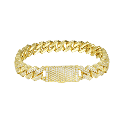 Round Cut Prong Cuban Link Bracelet - 10mm