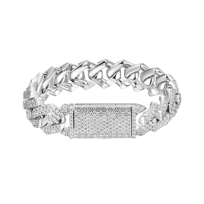 Pulsera de eslabones cubanos con puntas de corte redondo - 12 mm